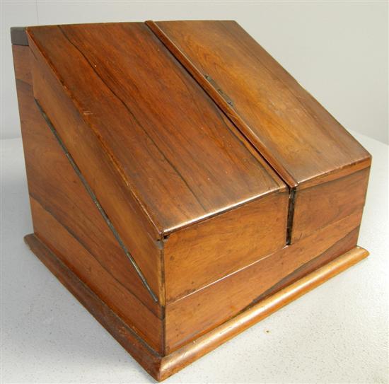 Appraisal: th century rosewood slope front stationery box x