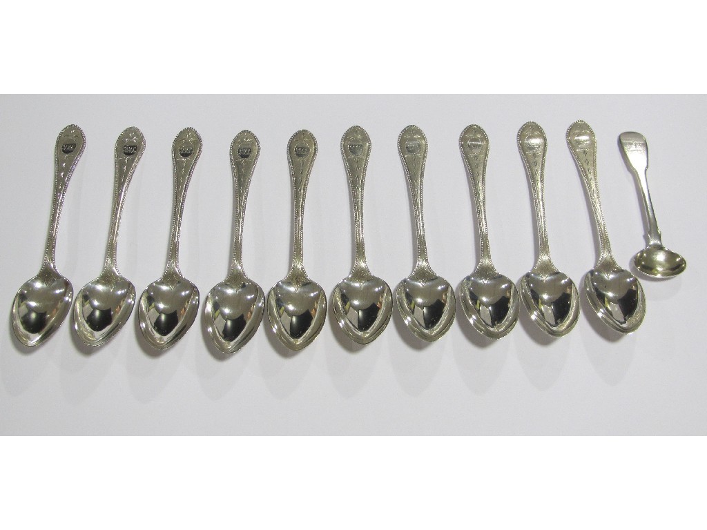 Appraisal: WM AM Glasgow mustard spoon and a set of ten