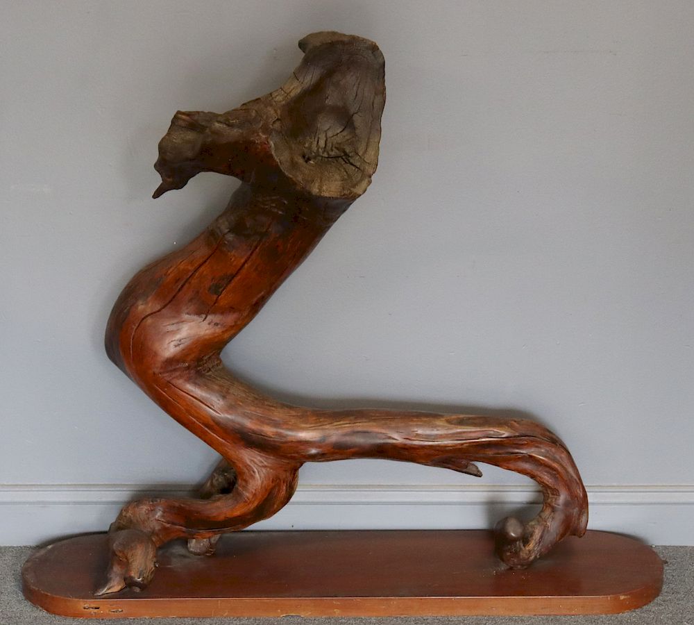 Appraisal: Freeform Wood Tree Sculpture On Stand From a Bronx NY