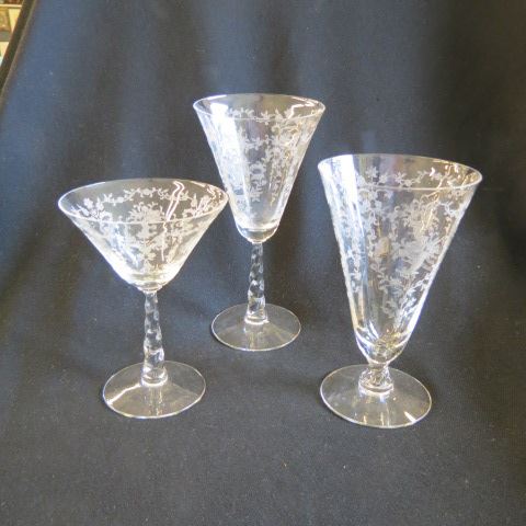 Appraisal: pcs Fostoria Mayflower Etched CrystalStemware - wines - wines -