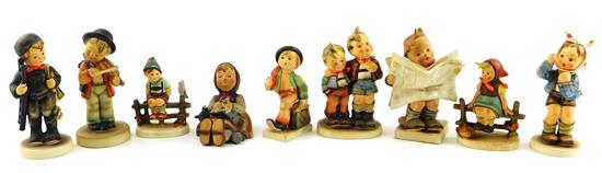 Appraisal: Nine mid- th C Hummel figurines Max Moritz Chimney Sweep