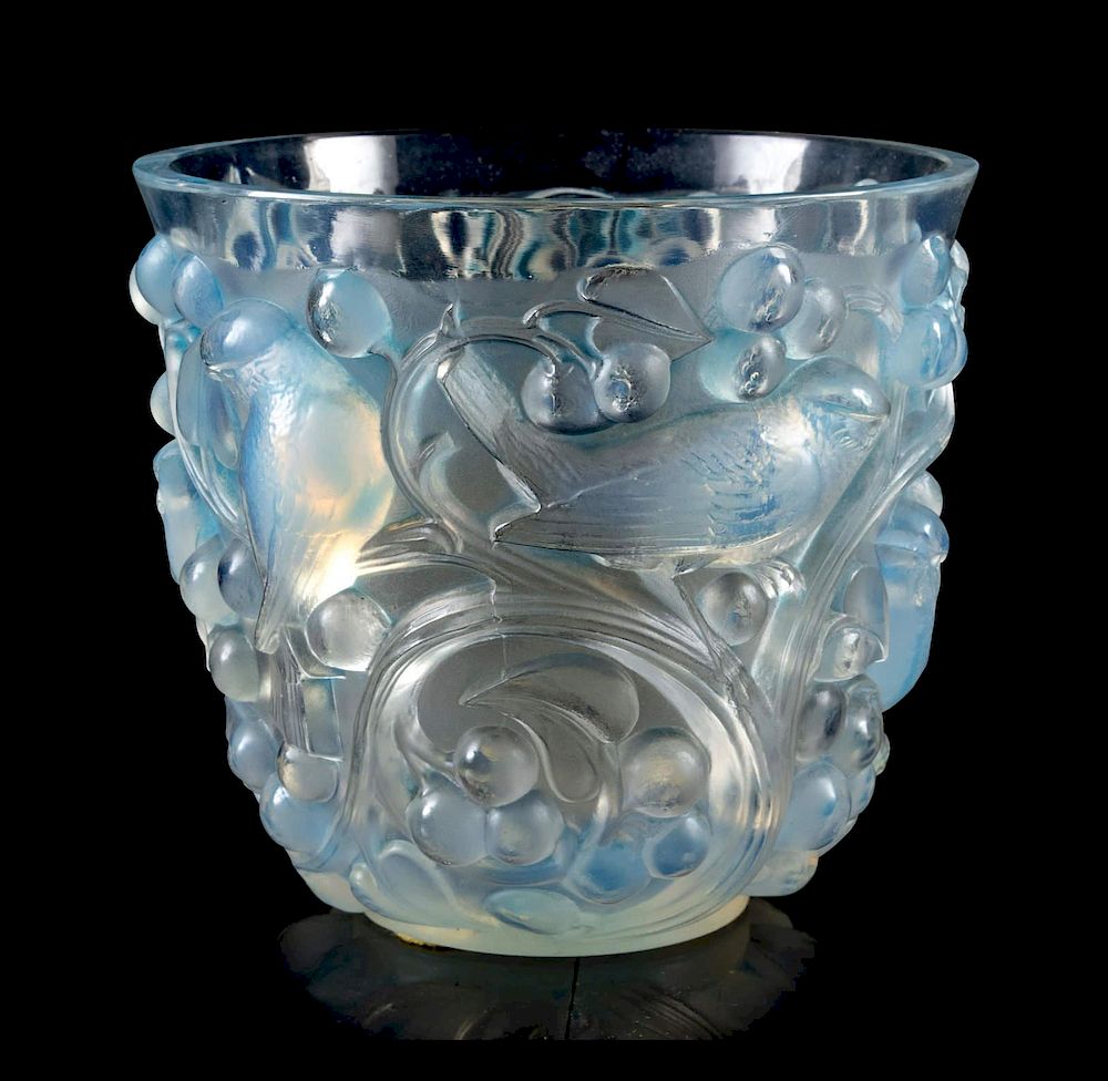 Appraisal: Rene Lalique French - Avallon Pattern Vase Rene Lalique French