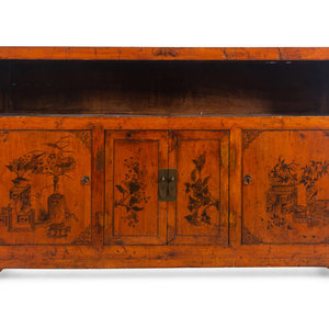 Appraisal: A Chinese Export Paint Decorated Serving Cabinet Early th Century