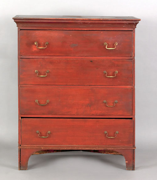 Appraisal: New England birch chest of drawers late th c with