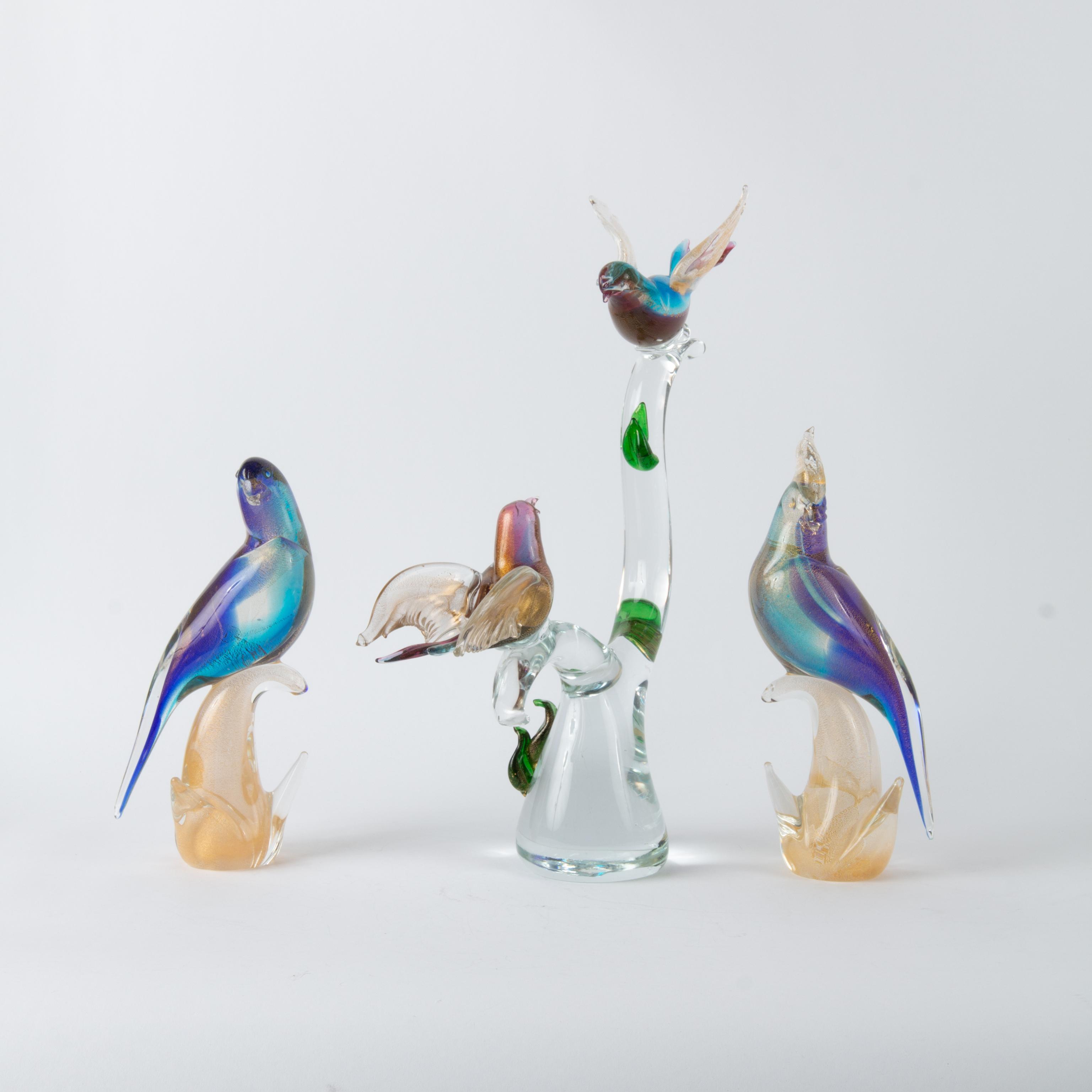 Appraisal: THREE MURANO ART GLASS SCULPTURES GIUMAN FRATTIN A group of