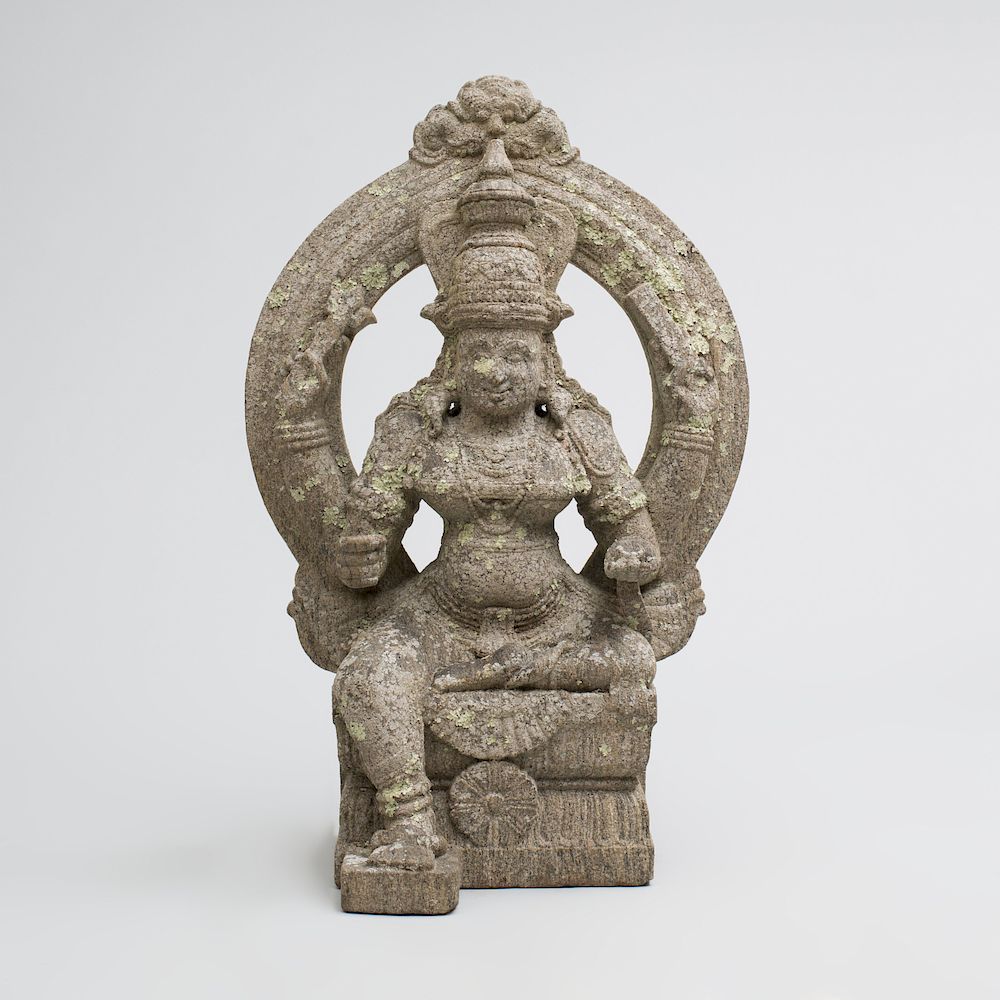 Appraisal: Indian Grey Granite Figure of a Seated Vaishnavi x x