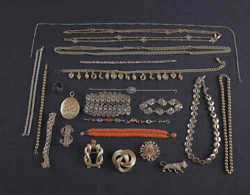 Appraisal: Group of costume gold-filled and silver jewelry