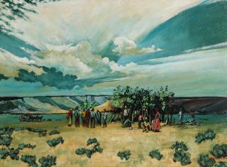 Appraisal: LEWIS YAZZIE TH C OIL ON ARTIST'S BOARD Lewis Yazzie