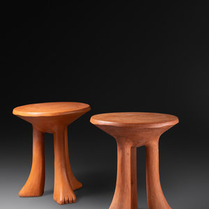 Appraisal: John Dickinson - Two 'African' Side Tables painted plaster H