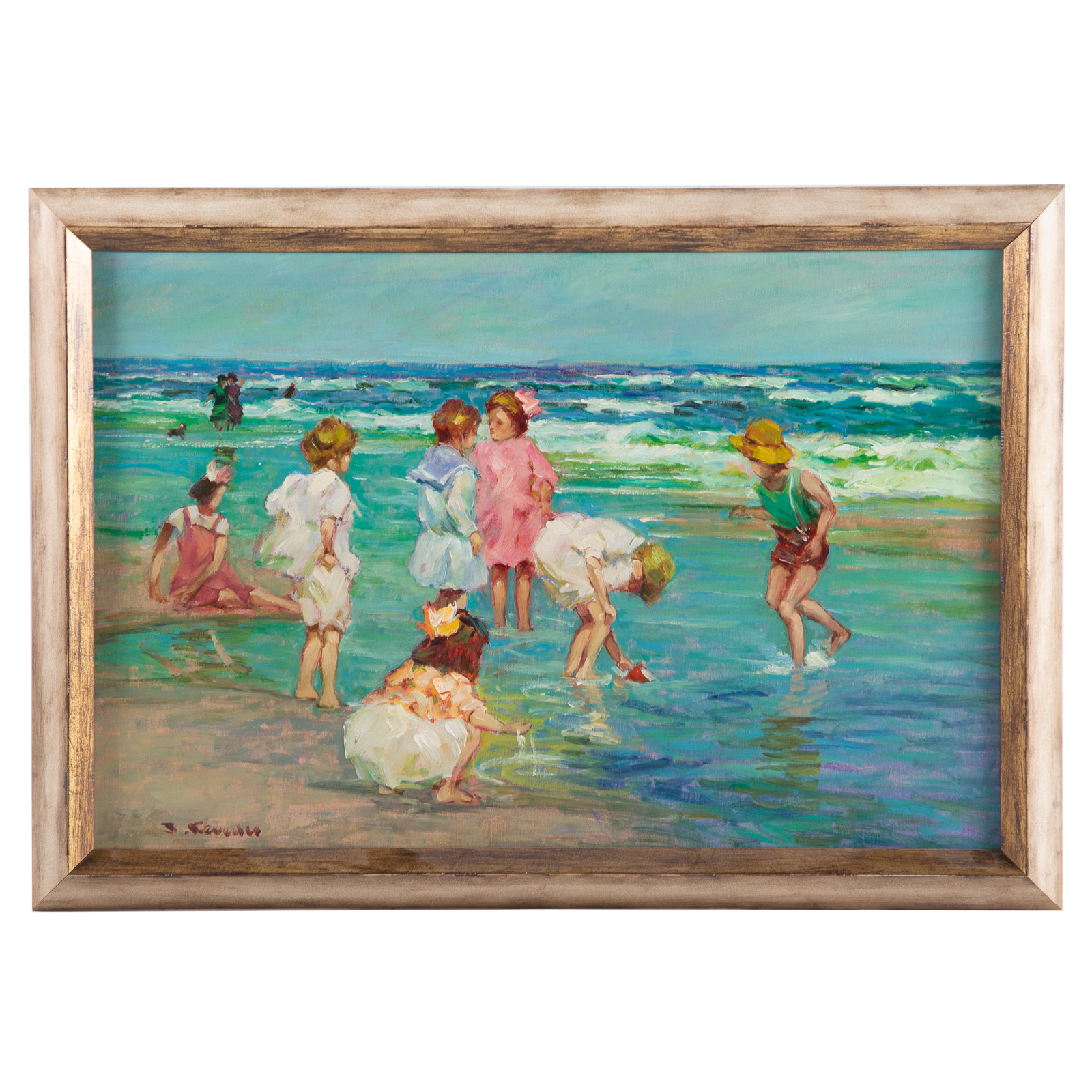 Appraisal: JACQUES DEVEAU CHILDREN AT THE SEASHORE OIL French b Oil