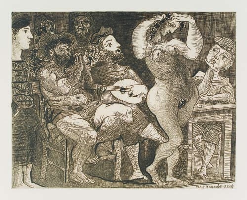 Appraisal: PABLO PICASSO Au Cabaret Etching printed in brownish black on