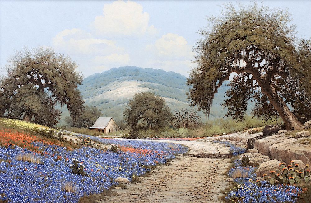 Appraisal: RANDY PEYTON Born OIL ON CANVAS WITH BLUEBONNETS Randy Peyton