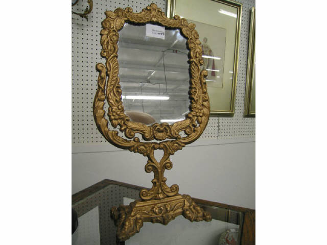 Appraisal: Antique Metal Dressing Mirror gold finish