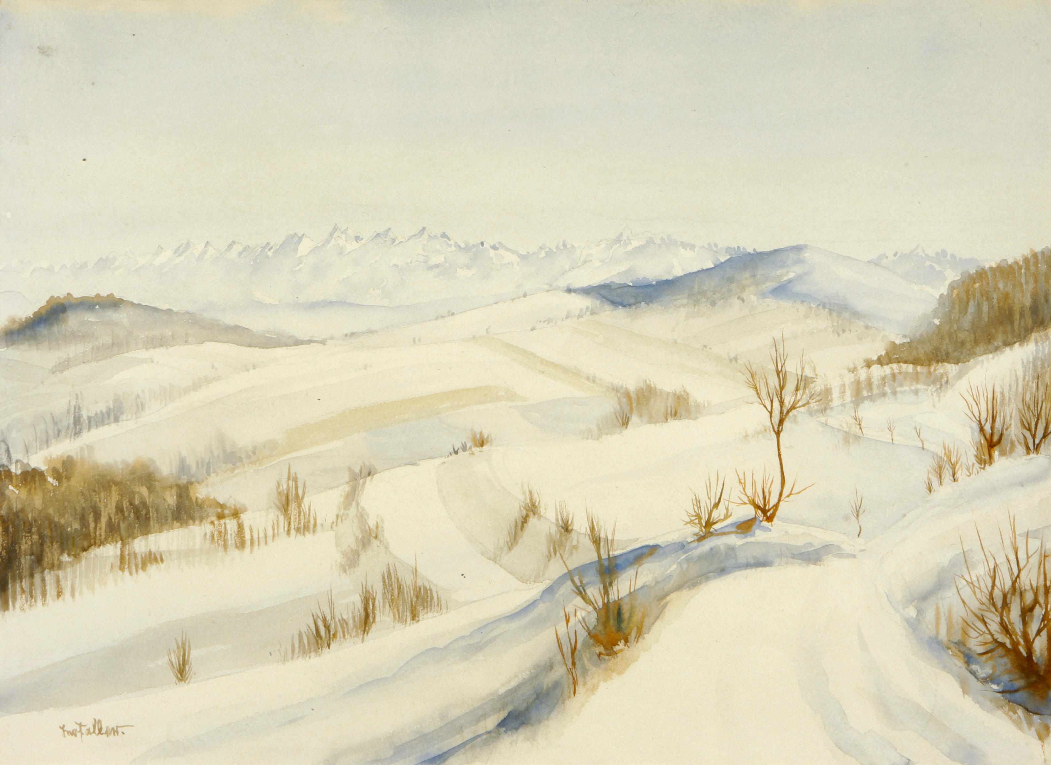 Appraisal: American School th Century A mountainous winter landscape signed indistinctly