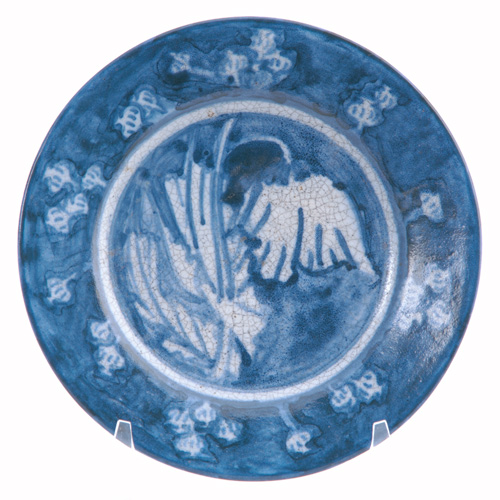 Appraisal: DEDHAM Rare Crackleware plate with a central poppy surrounded with