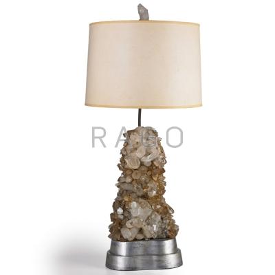 Appraisal: CAROLE STUPELL Table lamp USA s Topaz quartz-crystal silvered wood