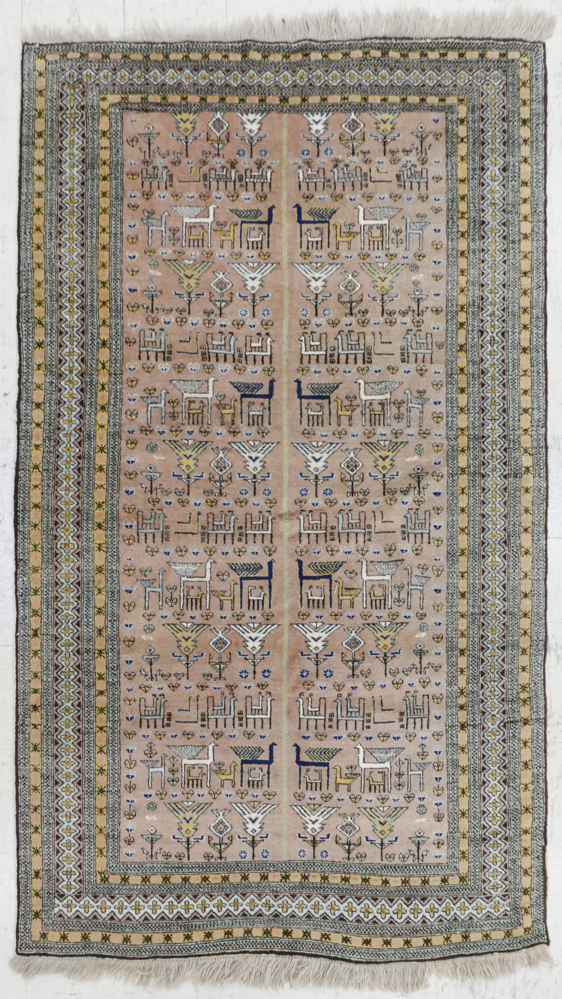 Appraisal: Semi Antique Afghan Rug with Animals 'x ' Geometric animal