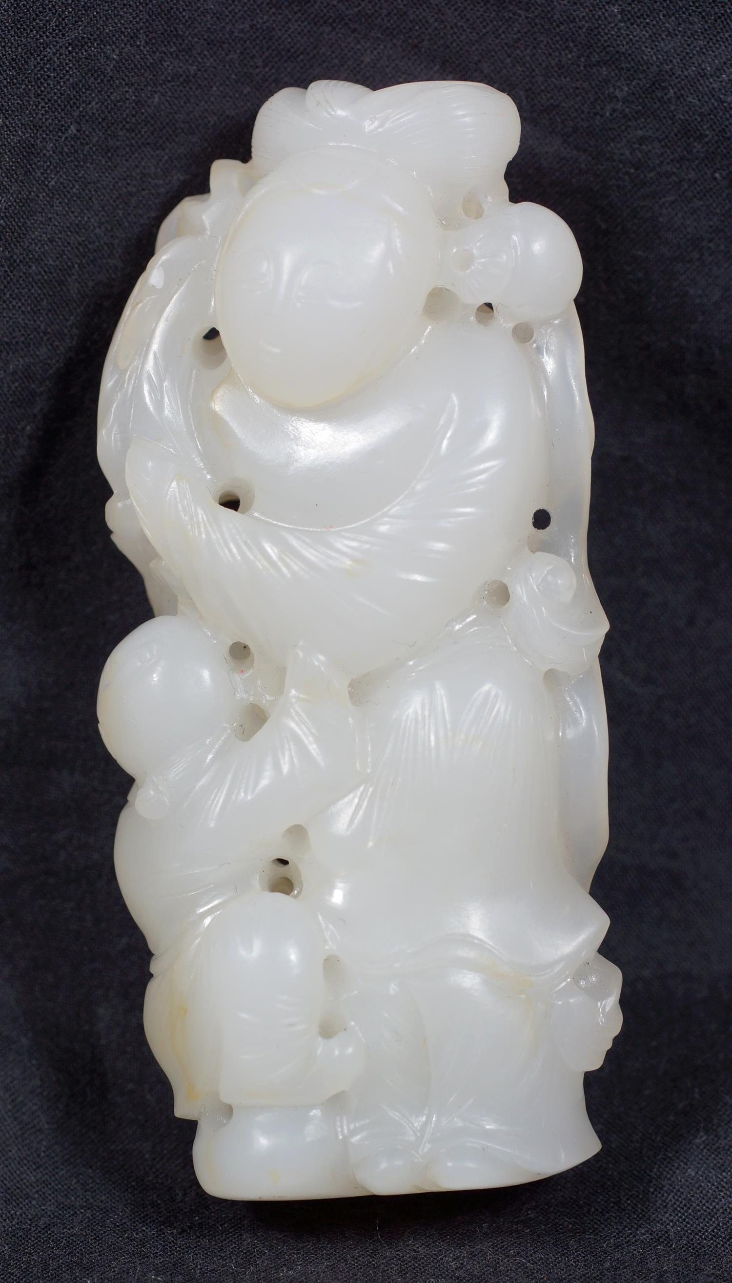 Appraisal: Chinese Carved Jade figure with young child h