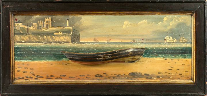 Appraisal: American Folk Art Polychromed Nautical Half-Hull Diorama fourth quarter th