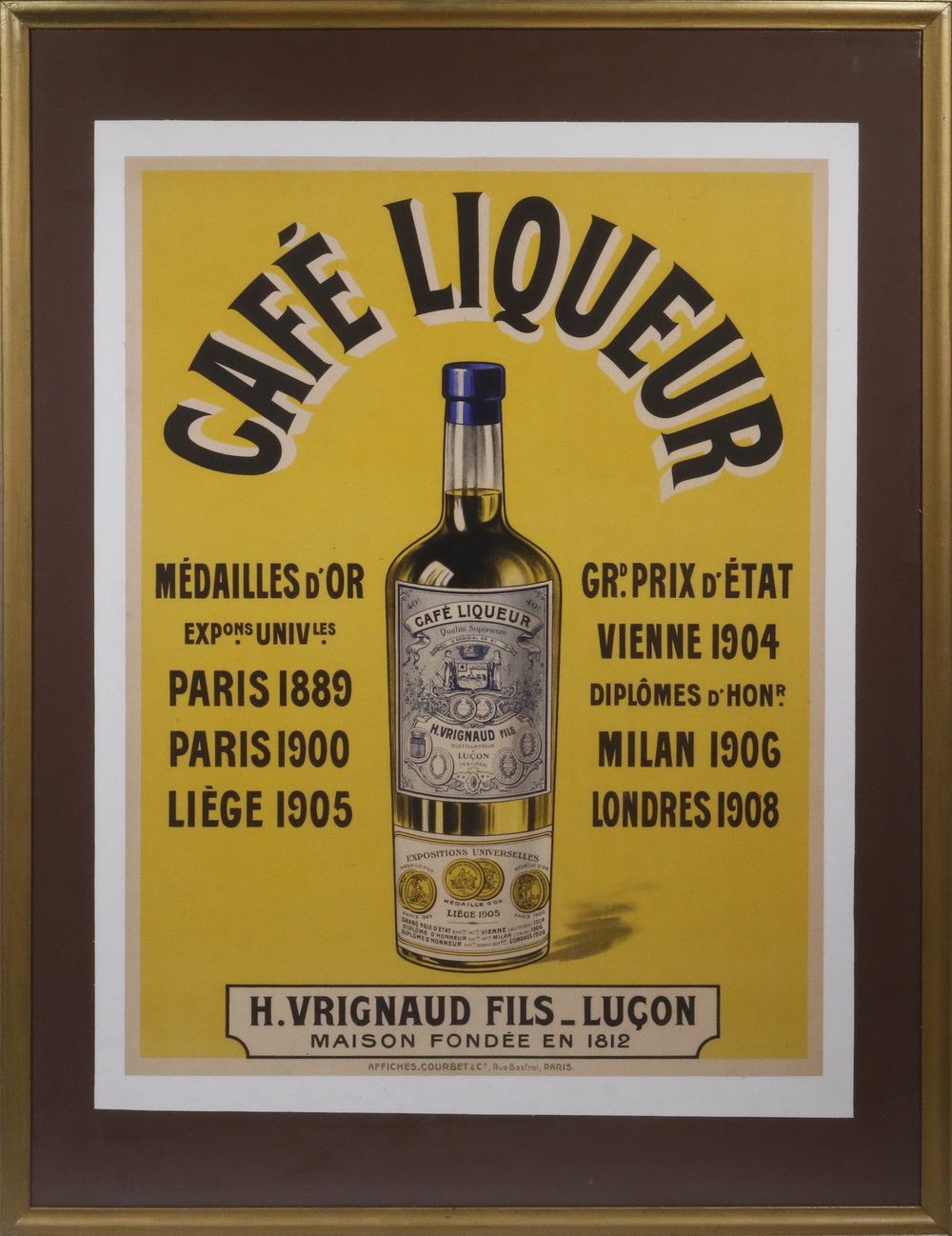 Appraisal: VINTAGE POSTER Framed lithograph for Caf Liqueur in custom frame