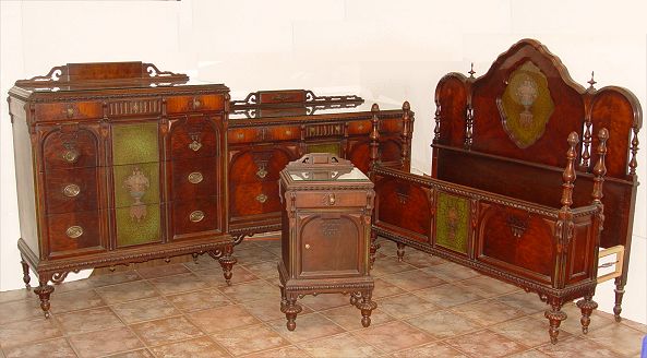 Appraisal: PIECE PAINT DECORATED MAHOGANY BEDROOM SET CA - 'S Original