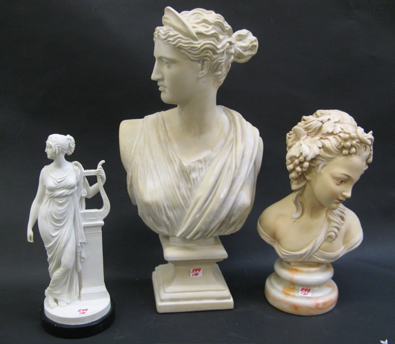 Appraisal: THREE MOLDED BUSTS OF WOMEN the first faux marble of