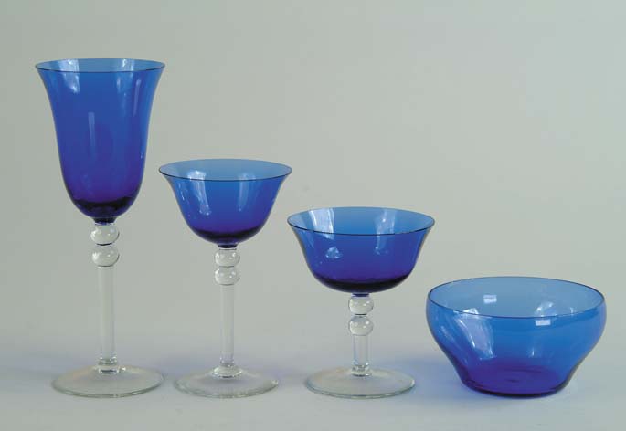 Appraisal: TWENTY-EIGHT PIECES COBALT GLASSWARE Lot consists of six goblets nine