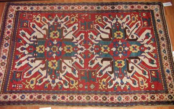 Appraisal: CHELABERD antique Red ground with two eagle motifs in white