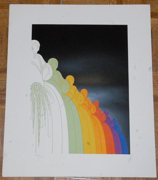 Appraisal: ERTE - RUSSIAN Colored lithograph Rainbow Girls Signed lower right