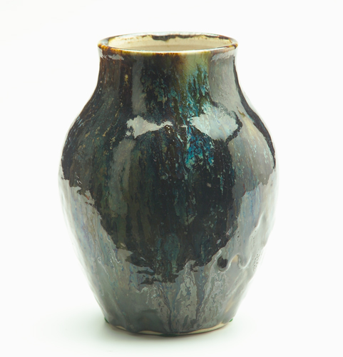 Appraisal: DEDHAM Experimental bulbous vase by Hugh Robertson with a fine