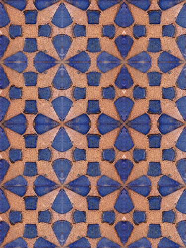 Appraisal: GRUEBY Fourteen floor tiles with a raised star pattern of