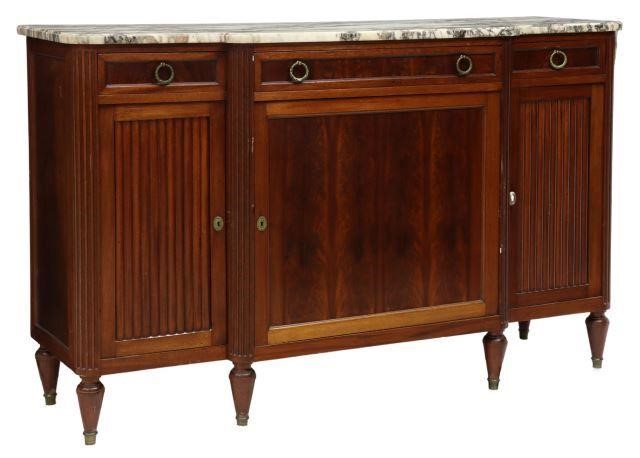 Appraisal: French Louis XVI style marble-top mahogany sideboard early th c