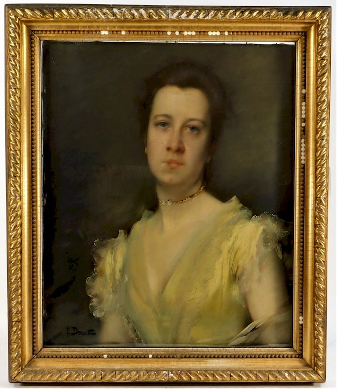 Appraisal: Henri L Doucet Portrait Painting of Elegant Woman Henri Lucien