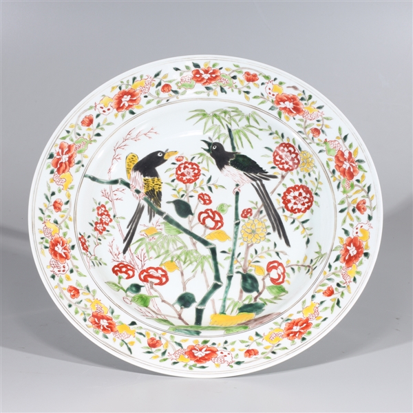 Appraisal: Chinese famille verte wucai enameled porcelain charger with birds and