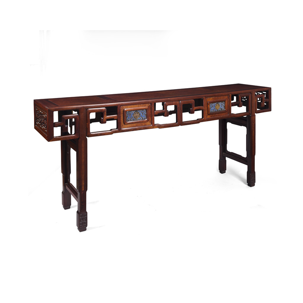 Appraisal: FINE HUANGHUALI HONGMU BURRWOOD ALTAR TABLE QING DYNASTY the cleated