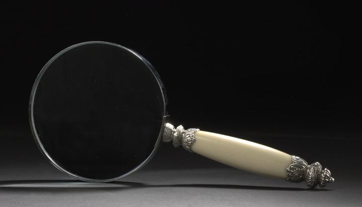 Appraisal: Large Edwardian Sterling Silver-Mounted Desk Magnifier first quarter th century