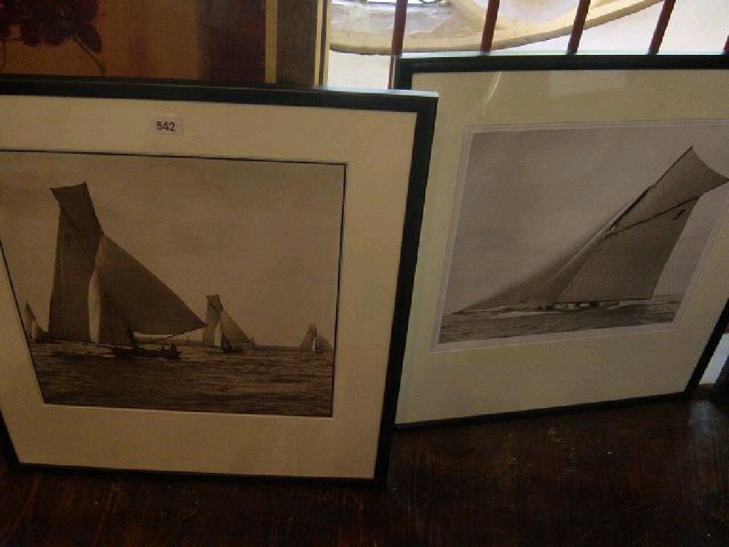 Appraisal: A pair of black and white photographs of racing yachts