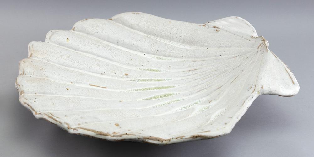 Appraisal: LARGE CERAMIC SCALLOP SHELL CONTEMPORARY HEIGHT LENGTH WIDTH LARGE CERAMIC