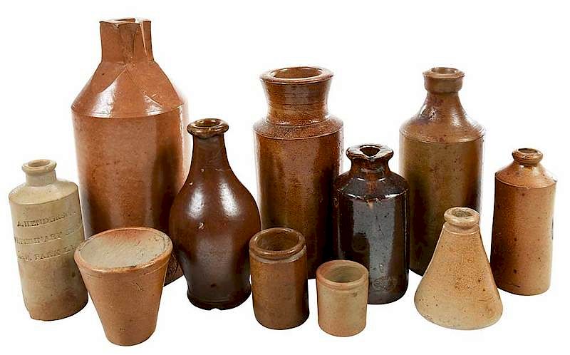 Appraisal: British Saltglazed Stoneware Bottles and Jars th century one A