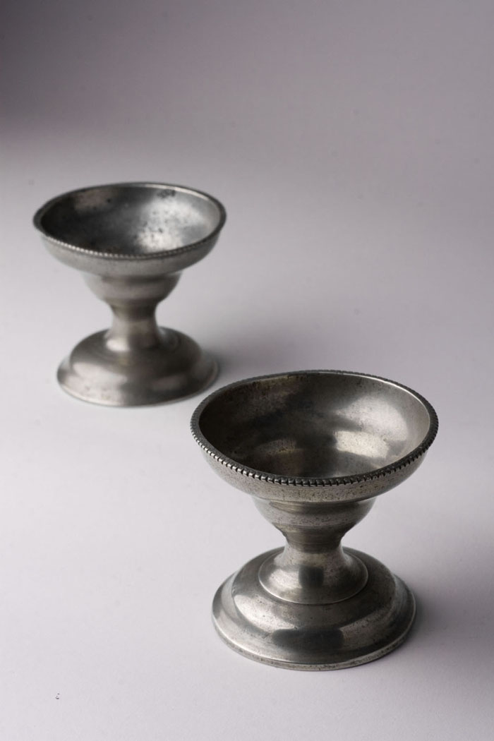 Appraisal: TWO PEWTER SALTS ATTRIBUTED TO WILLIAM WILL - Philadelphia Pennsylvania