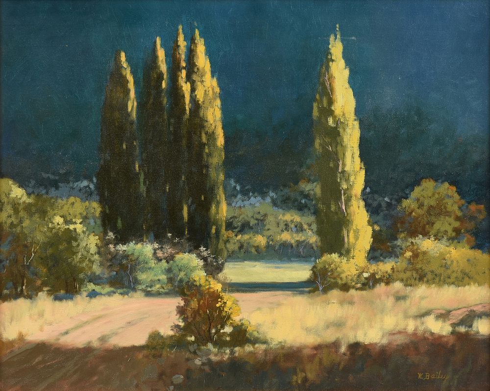 Appraisal: attributed to WALTER ALEXANDER BAILEY American - A PAINTING Cypress