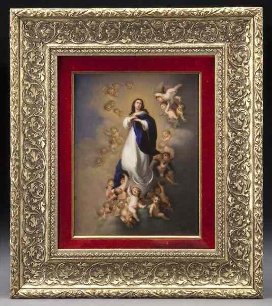 Appraisal: KPM Berlin painted porcelain plaque after Murillo ''Our Lady Madonna''