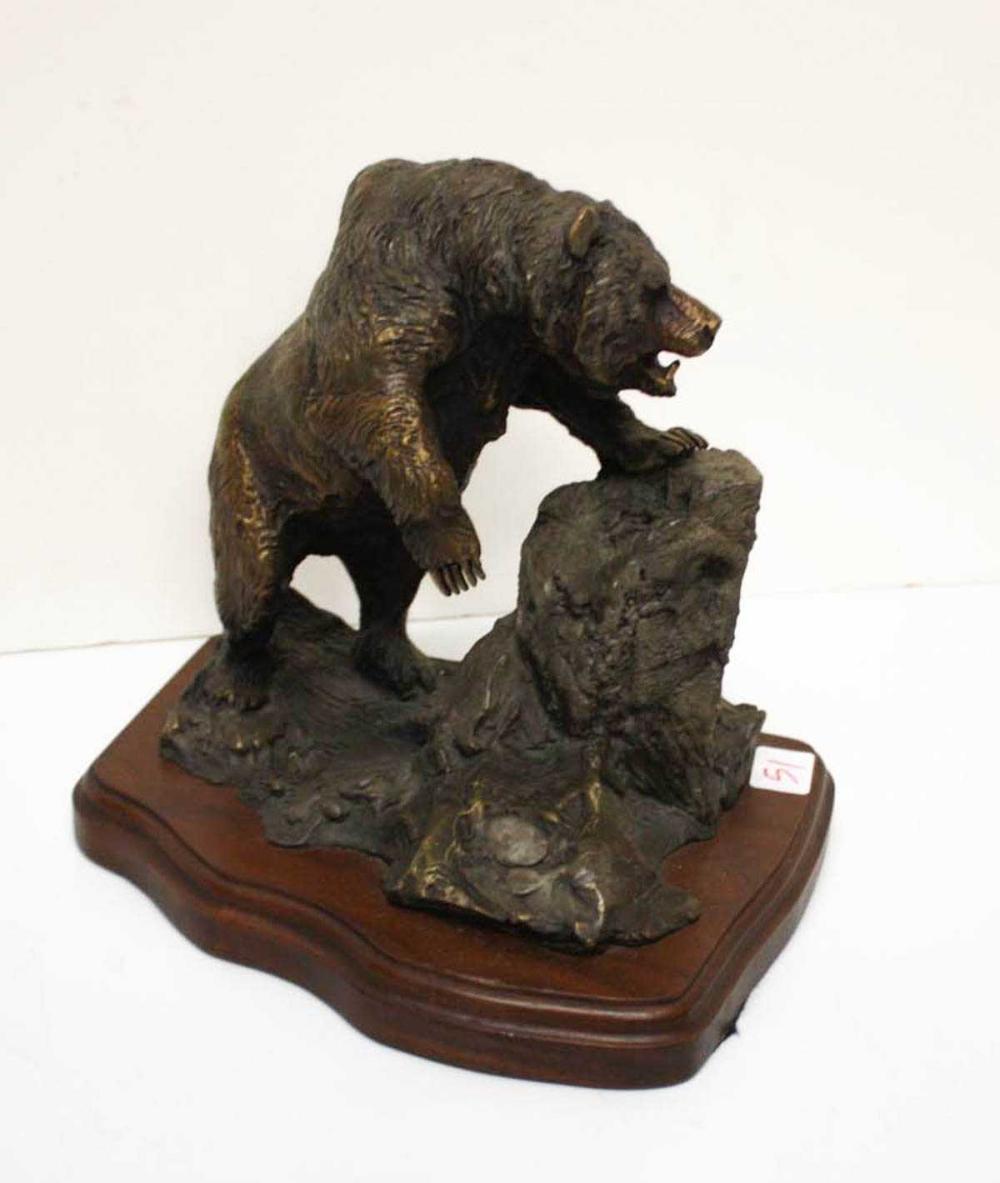 Appraisal: LORENZO GHIGLIERI Oregon born bronze sculpture standing grizzly bear Signed