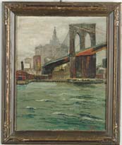 Appraisal: J H D R American th Century BROOKLYN BRIDGE Oil