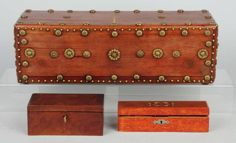 Appraisal: Includes a pencil box a wooden box filled with marbles