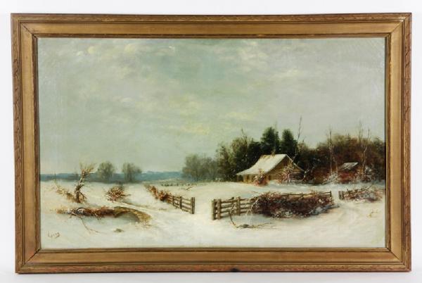 Appraisal: - Winter Landscape O C Winter landscape oil on canvas