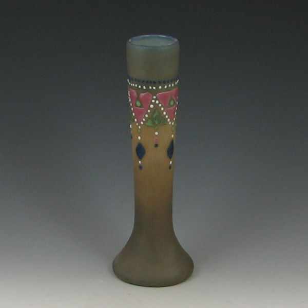 Appraisal: Brush - McCoy Jewel Bud Vase brown with pink blue