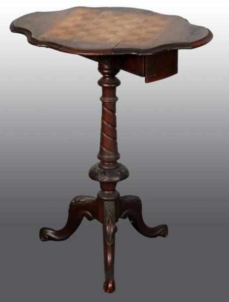 Appraisal: Victorian Game Table Description Includes two inlayed dove-tailed drawers Condition