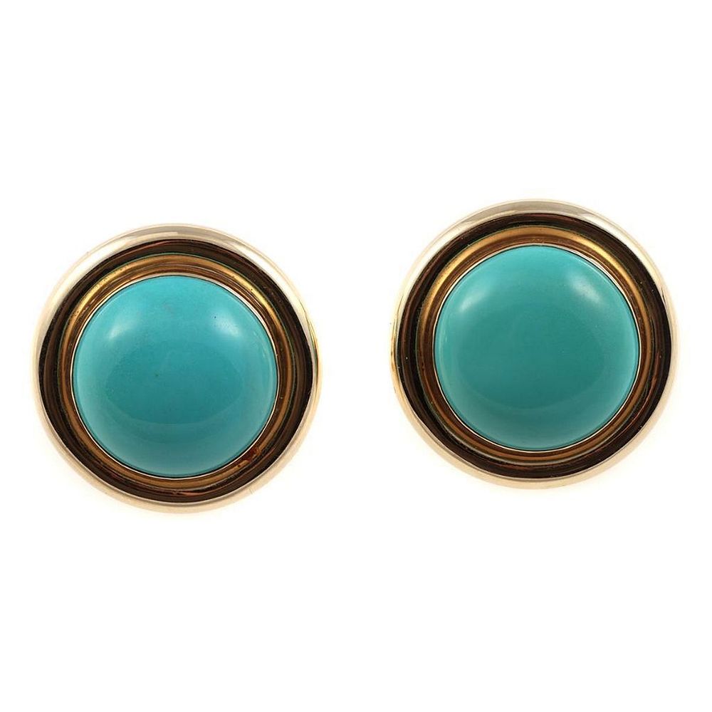 Appraisal: Pair of turquoise and k gold earrings retailed as Sleeping