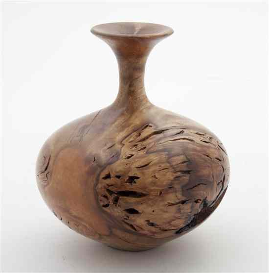 Appraisal: A Contemporary Turned Wood Vase Bernson of bottle form dated